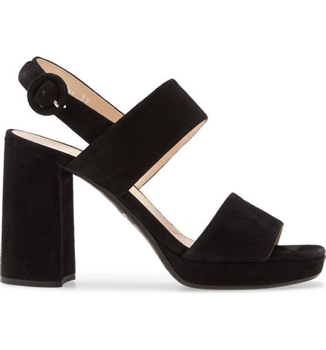 prada block heel suede sandal|prada heels price.